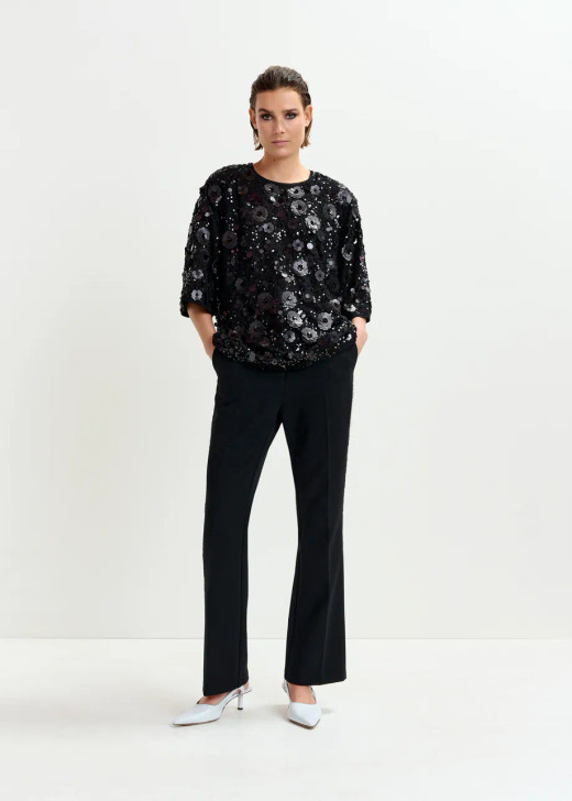 Essentiel Antwerp sparkle Sequins Top Black
