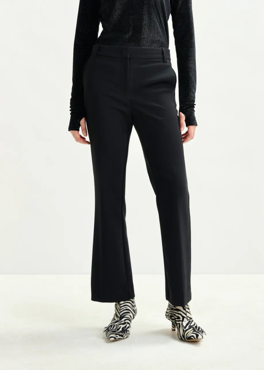 Essentiel Antwerp black flared pants with Rhinestone embellished  side seams