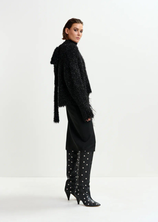 Essentiel Antwerp IVIL EMBELLISHED FEATHER SKIRT Black