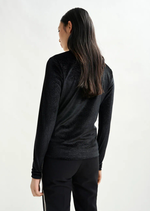 Essentiel Antwerp Indienne Velvet Jersey Top Black