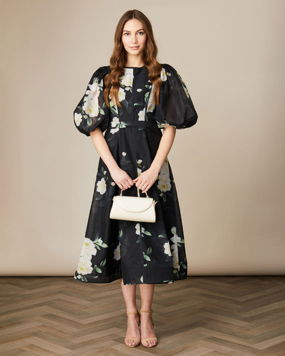Fee G Kate Pleat Sleeve Printed Dress Fee G Kate Pleat Sleeve Printed Dress