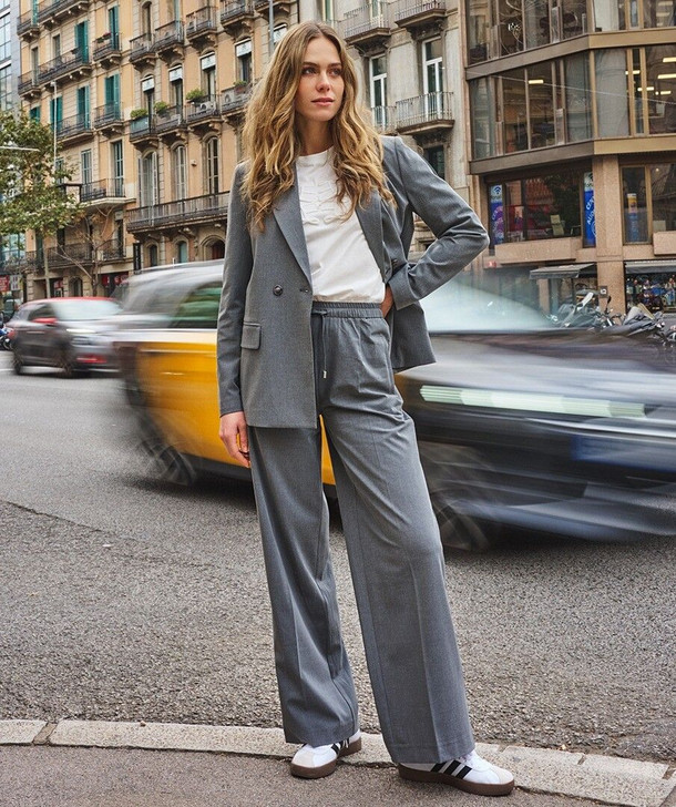 Esqualo Trousers Drawstring Melange Grey