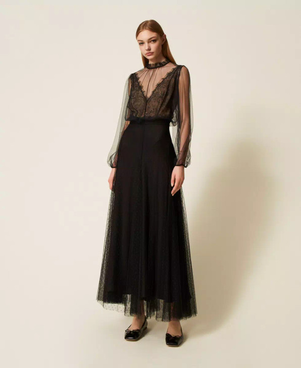 Twinset Long Tulle Skirt Black
