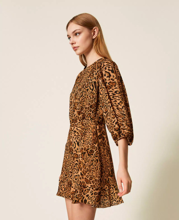 Twinset Jacquard Dress With Animal Print Twinset Jacquard Dress With Animal Print