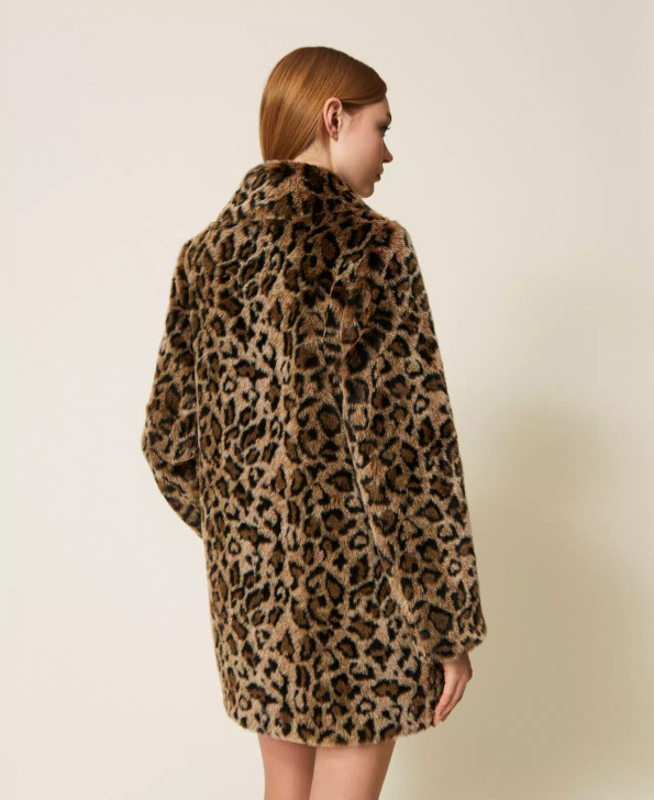 Twinset  Faux Fur Coat Animal Print