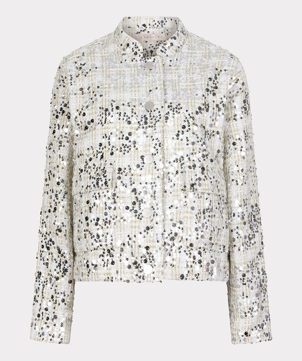 Esqualo Sequin Bomber Jacket Off-White