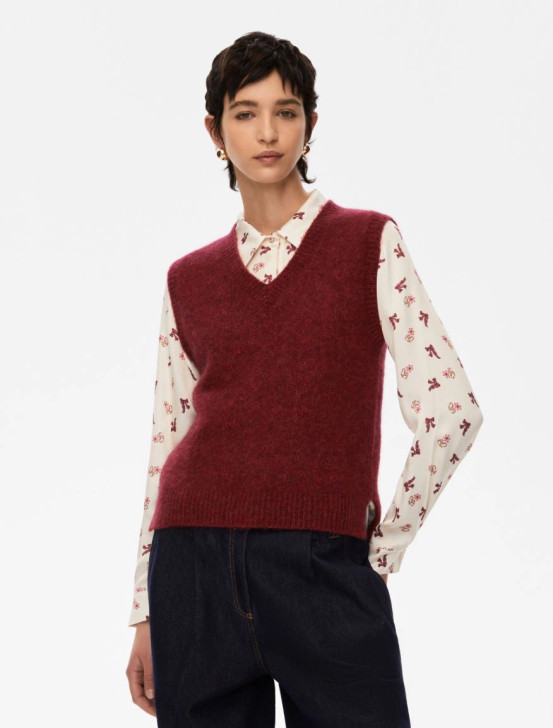 iBlues Alpaca-Blend Gilet Bordeaux