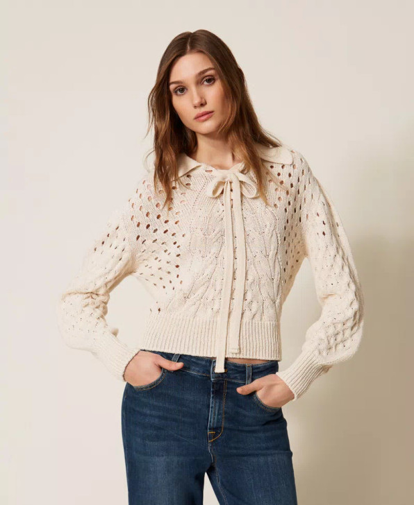 Twinset Cable knit jumper with bow
