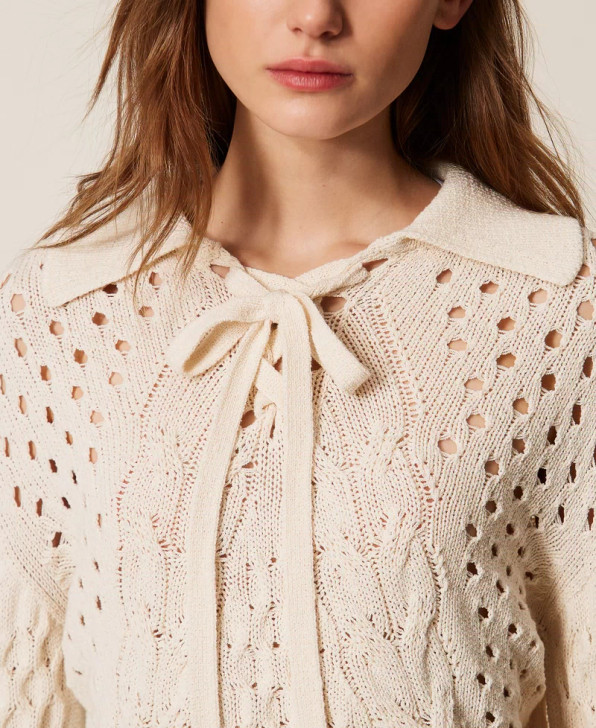 Twinset Cable knit jumper with bow
