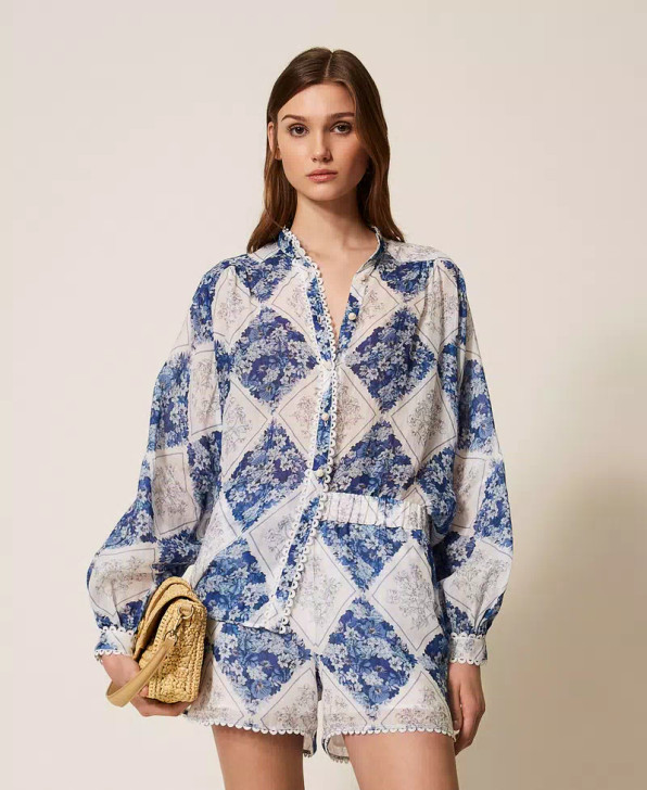 Twinset Ramie shirt with floral print