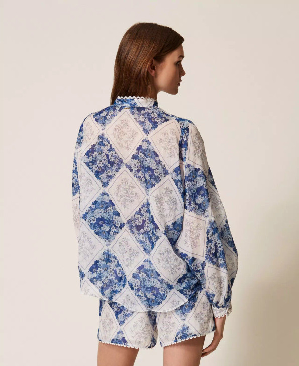 Twinset Ramie shirt with floral print