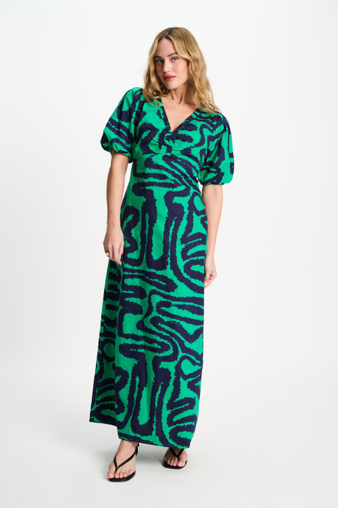 Pom Amsterdam Dress Poplin Waves Green 