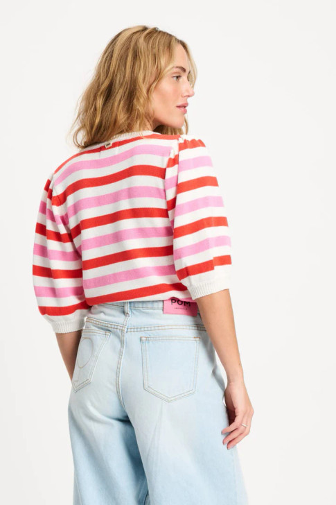 Pom Amsterdam Pullover Striped Pink Orange