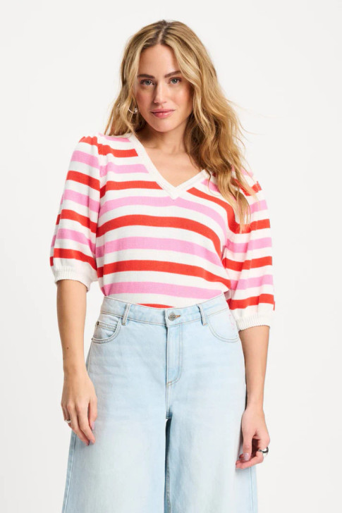 Pom Amsterdam Pullover Striped Pink Orange