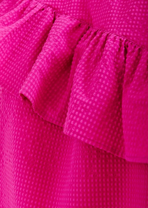 Essentiel Antwerp Pink asymmetrical top with ruffle details
