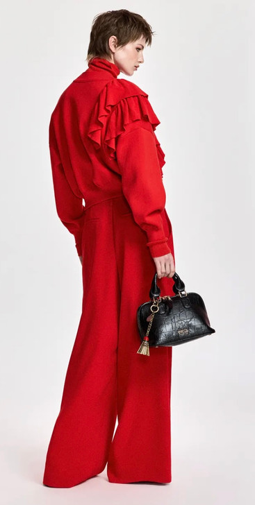 Red wide-leg pants