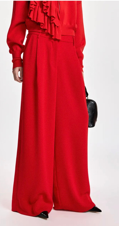 Red wide-leg pants
