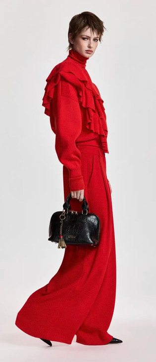 Red wide-leg pants
