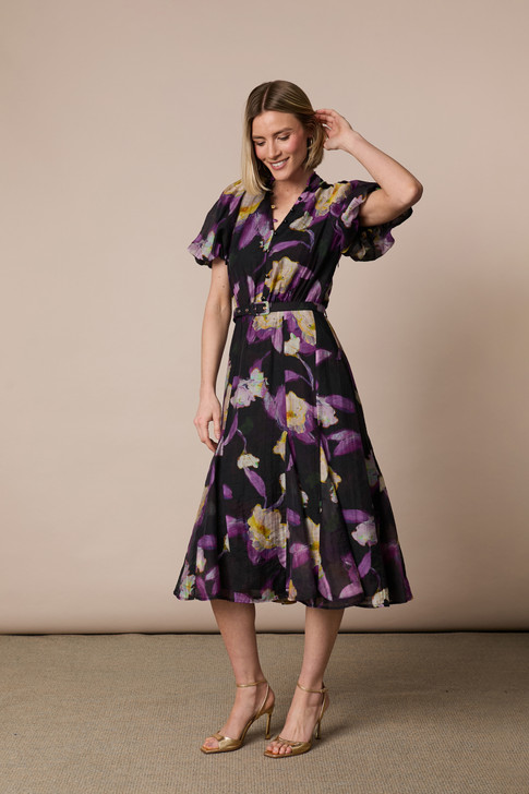Fee G Emily Godet Dress Floral Print 