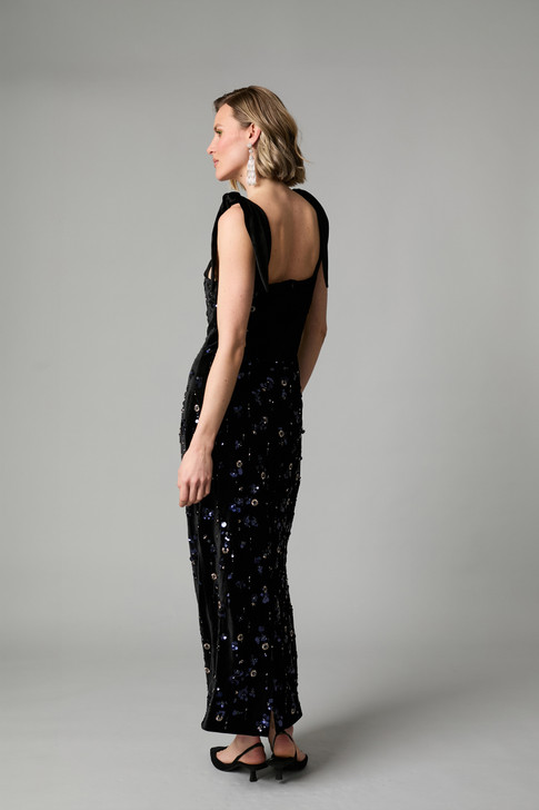 Fee G Victoria Long Beaded Dress Black