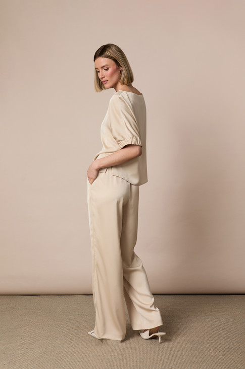 Fee G Soft Satin Trousers Champagne