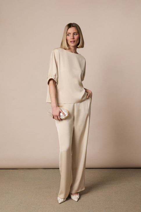 Fee G Soft Satin Trousers Champagne 