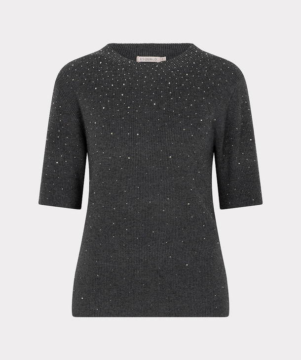 Esqualo Sweater s/slve studs Dark Grey / F26.02539