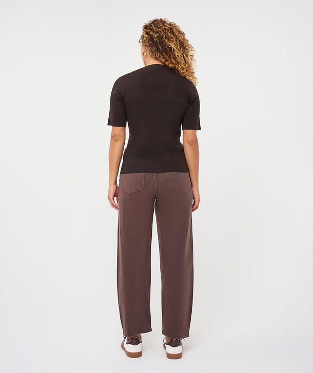  Esqualo Sweater s/slve studs Cacao 