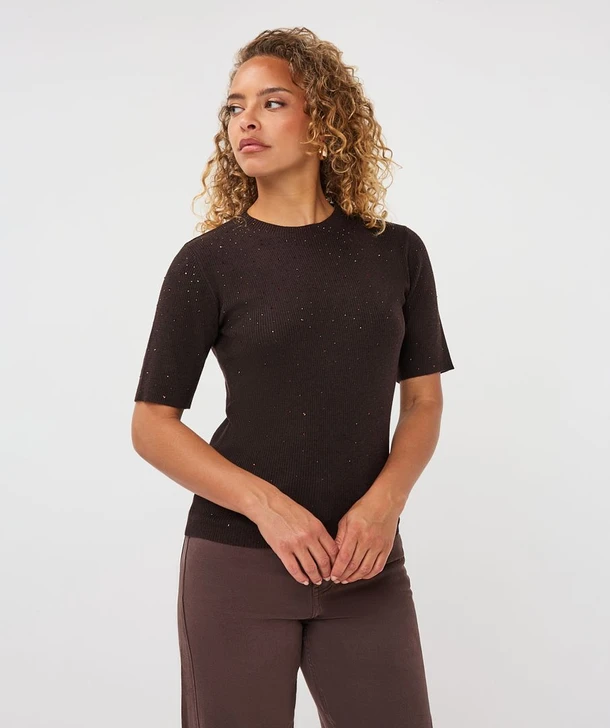  Esqualo Sweater s/slve studs Cacao 
