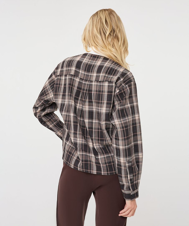 Esqualo Blouse Short Check Strass Print 