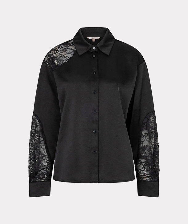 Esqualo Blouse Satin Lace Black / W26.14700