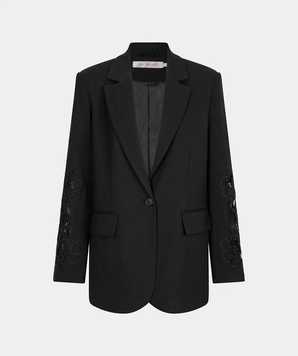 Esqualo Blazer Oversized Embroidered Sleeves Black / W26.37702