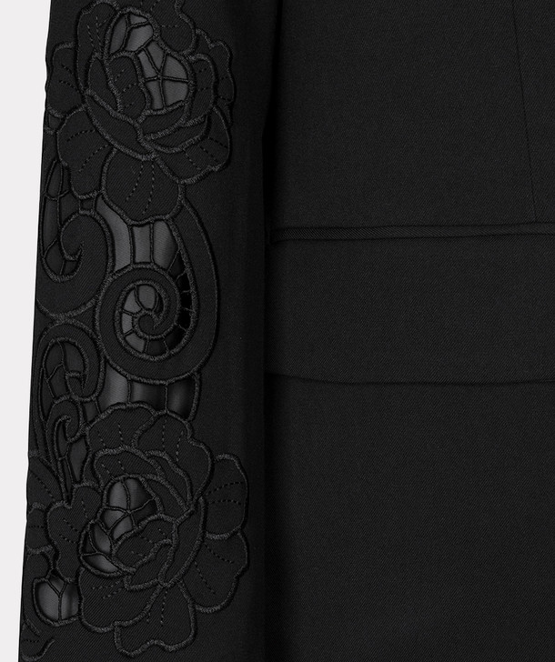Esqualo Blazer Oversized Embroidered Sleeves Black