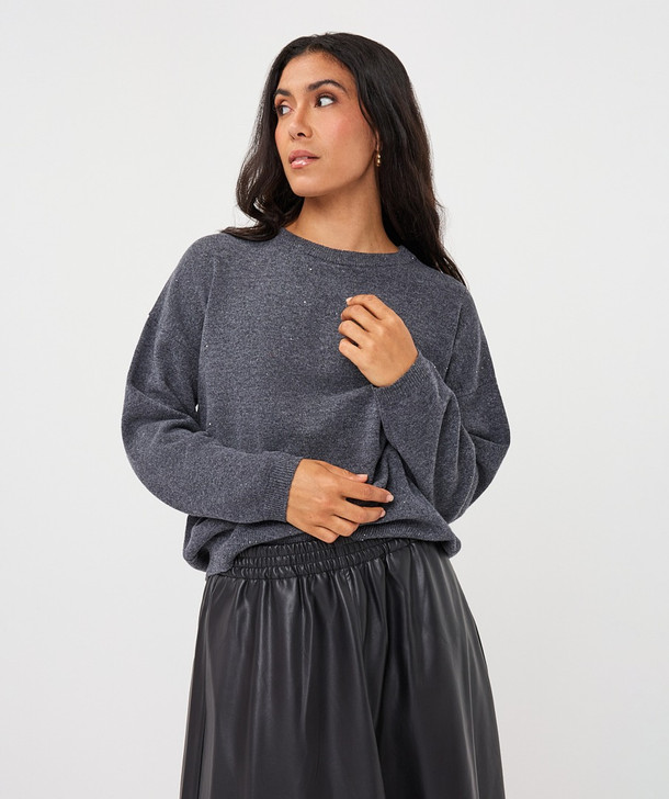 Esqualo Sweater r/neck wool in Dark Grey (F26.07522)