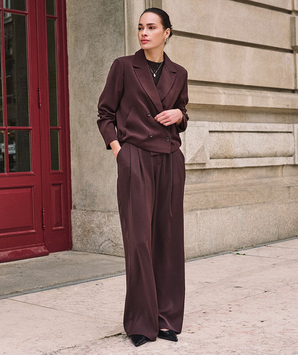 Esqualo Trousers Wide Leg in Cacao (F26.10502)