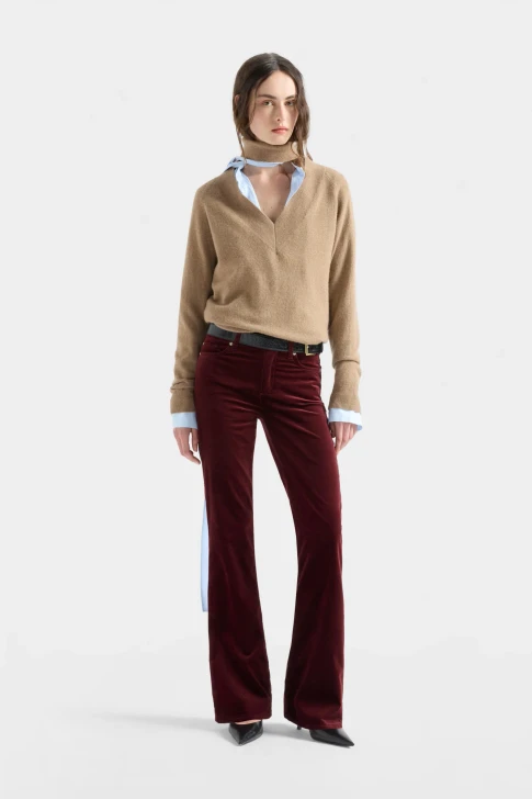 7 For All Mankind The Leggy Bootcut Velvet Burgundy 