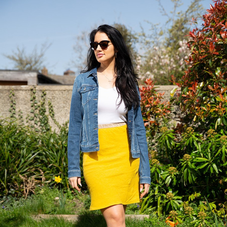 Topshop,Topshop Yellow Snake Denim Mini Skirt - WEAR