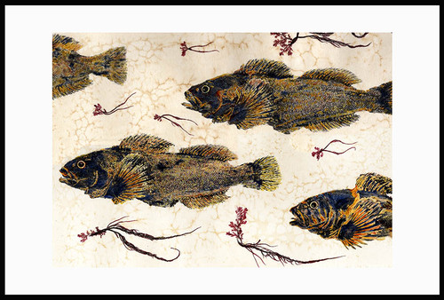 Greenling School Gyotaku 4 Sold