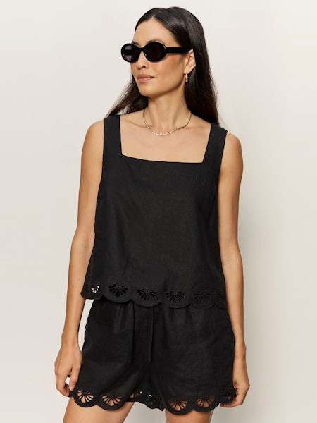 SANCTUARY ALMOST THERE LINEN TOP