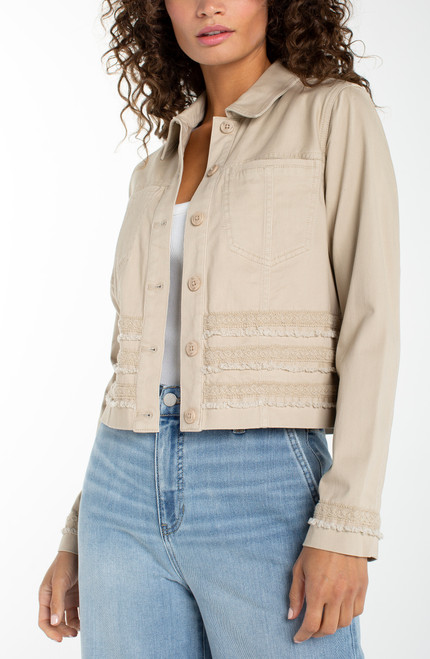 TRUCKER JACKET W/ FRAY AND LACE