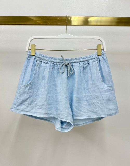 DRAWSTRING LINEN SHORT SHORTS WITH POCKETS