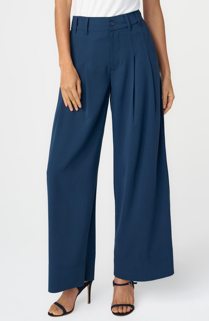 HR PLEATED WIDE LEG TROUSER - OXFORD NAVY