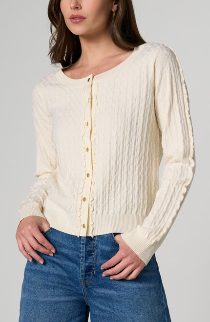 LONG SLV BUTTON FRONT CARDIGAN SWEATER - CREAM