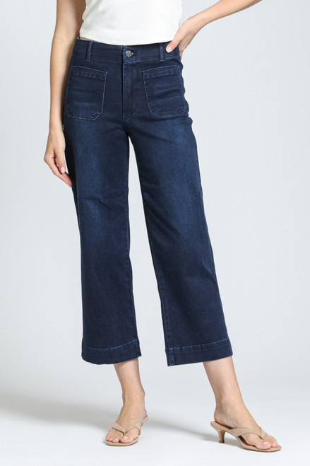 APNY CROPPED WIDE LEG PANT WITH PATCH POCKETS - DARK INDIGO