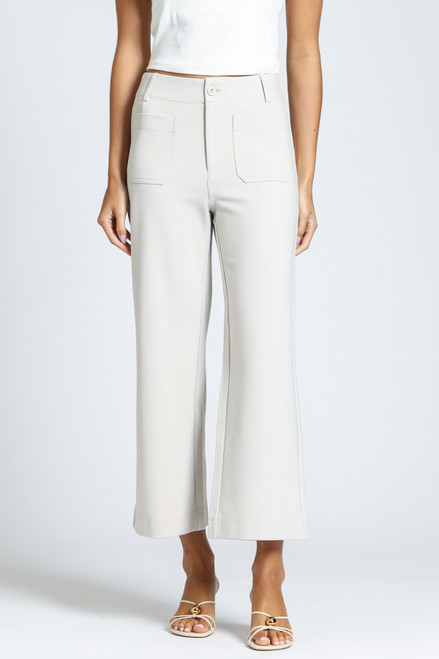 APNY PONTE CROPPED WIDE LEG PANT WITH PATCH POCKET - CHAMPAGNE