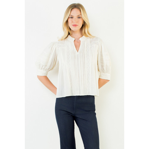 THML PUFF SLEEVE PEASANT TOP - CREAM