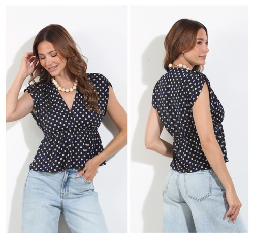 VERONICA M CROSS FRONT PEPLUM TOP - ARCHER