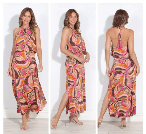 VERONICA M HALTER MAXI DRESS - LEONA
