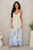 MILIO MILANO TROPICAL PALM TREE  V-NECK SMOCKED MAXI DRESS
