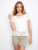 SHORT SLEEVE CROCHET SWEATER WITH PLACKET & BUTTONS AT BACK